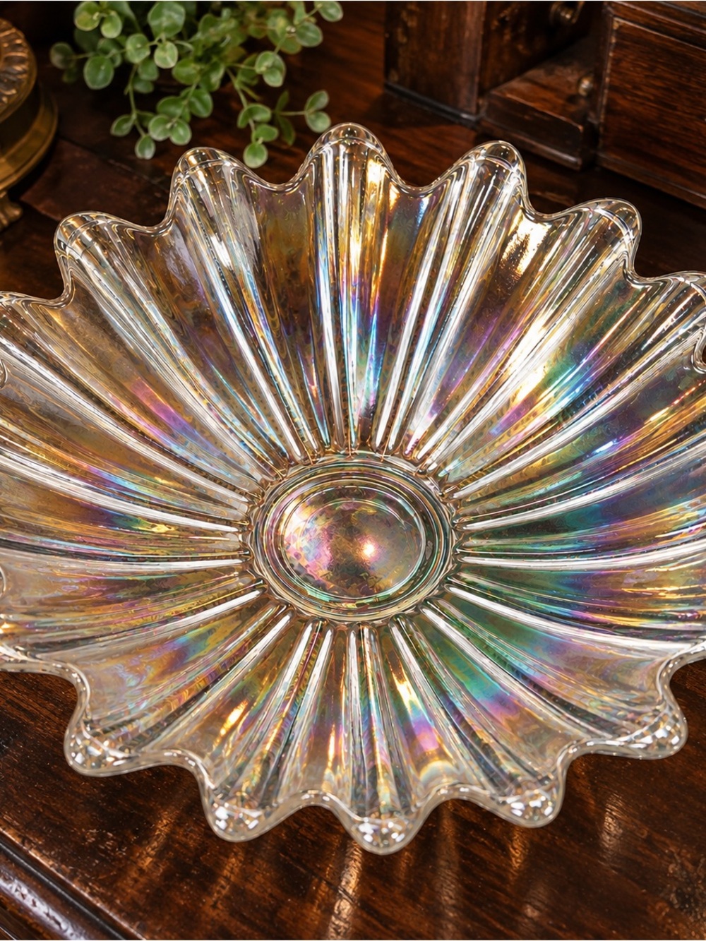 Iridescent Glass Decorative Bowl - Home Art